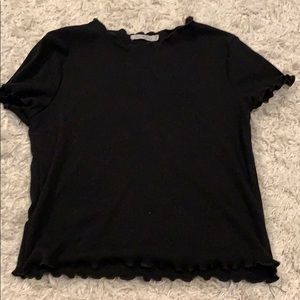 Black Tee with Ruffle Sleeves